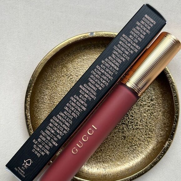 Gucci Rouge Liquid Matte Lip Color Transfer Proof 203 Mildred Rosewood - Picture 8 of 12